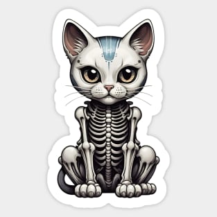 White Skeleton Cat 4 Sticker